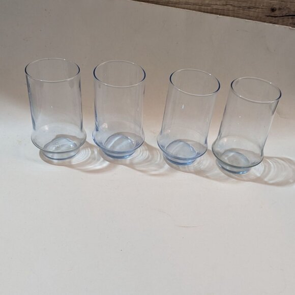 Libbey Iced Blue Glasses Set Of 4 Clear 5 Inch Tumblers Drinkware Vintage - Picture 3 of 7